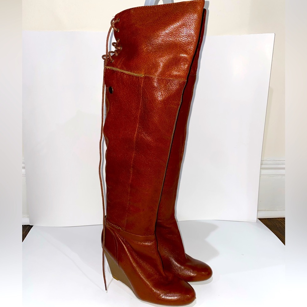 Nine West Brown Leather Knee-High Boots
